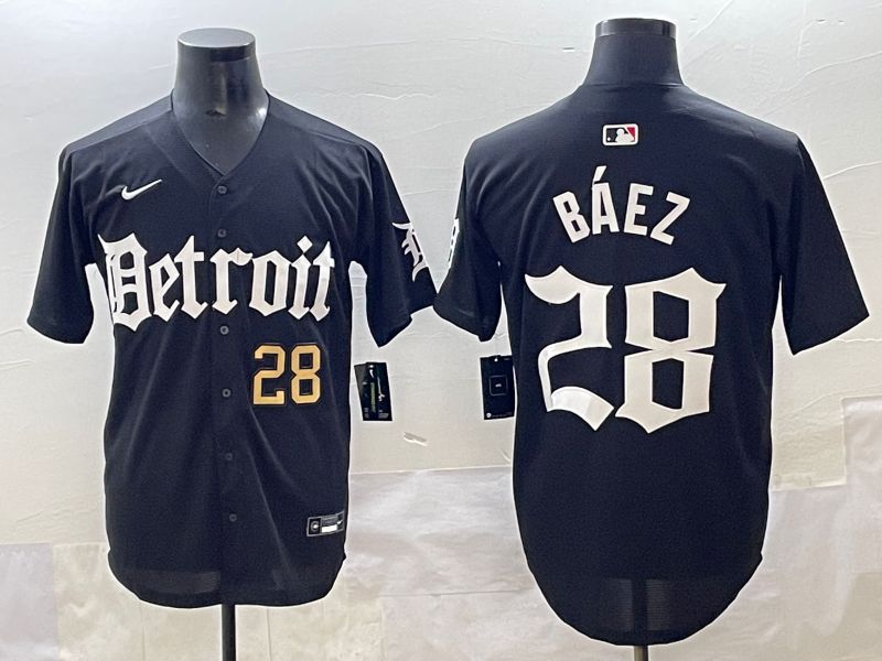 Men 2025 Detroit Tigers #28 Baez Black Five generations Joint Name Nike MLB Jersey style 1->los angeles dodgers->MLB Jersey